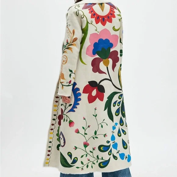 Free People Nigel Preston Colorful Floral Long Coat - Picture 10 of 10